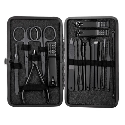 Manicure Set Stainless Steel Nail Clippers Pedicure Kit Portable Travel Household Nail Scissor Kit Nail Cutter Tool Set (18pcs) VXN Beauty