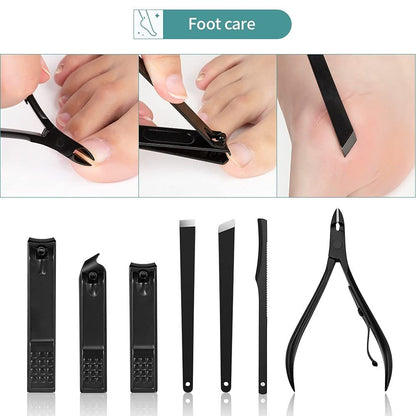 Manicure Set Stainless Steel Nail Clippers Pedicure Kit Portable Travel Household Nail Scissor Kit Nail Cutter Tool Set (18pcs) VXN Beauty