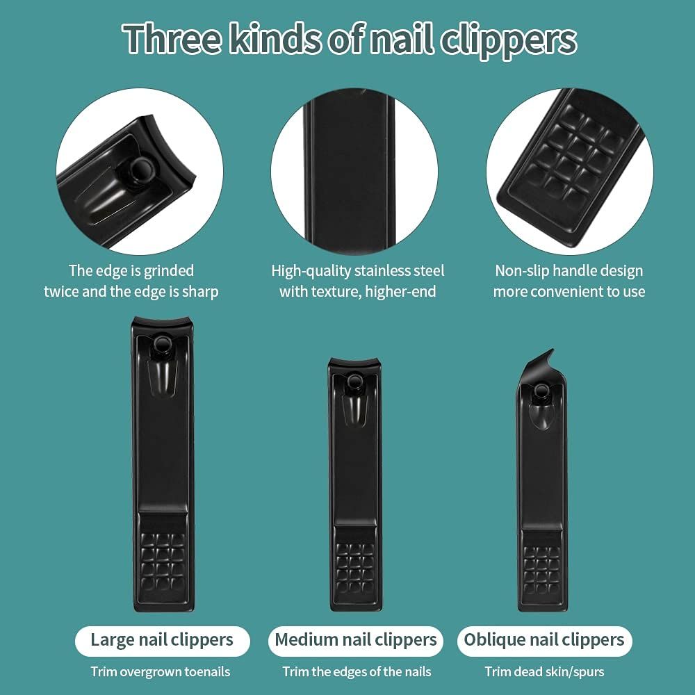 Manicure Set Stainless Steel Nail Clippers Pedicure Kit Portable Travel Household Nail Scissor Kit Nail Cutter Tool Set (18pcs) VXN Beauty