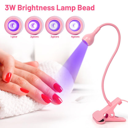 Nail Lamps Flexible Gooseneck Lamp Quicky Dry Nail Manicure Dryer Gel Polish Curing Light Plug Play Portable Flash Cure Light VXN Beauty