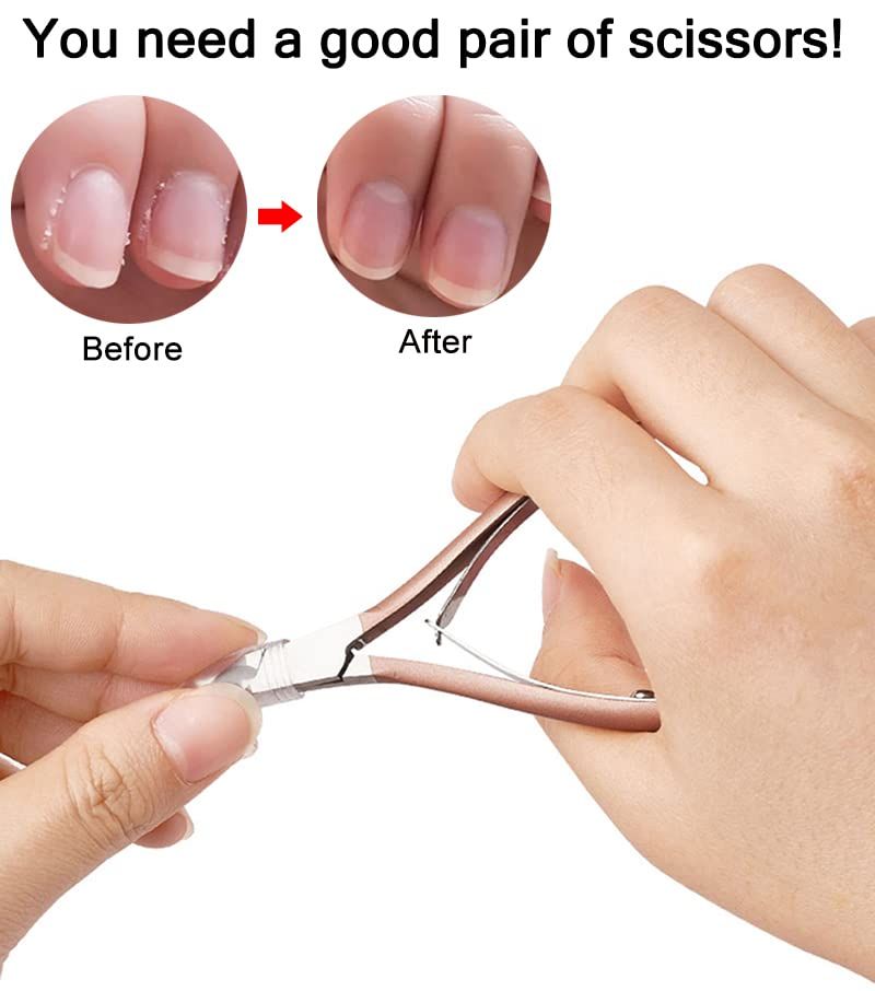 Stainless Steel Nail Dead Skin Scissors, Nail Trimmer For Hangnail Remover, Manicure Pedicure Tool(Rose Gold) VXN Beauty