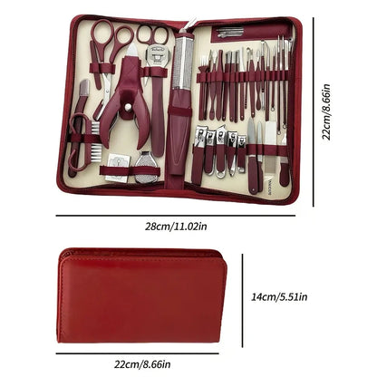 ✨ 42-Piece Stainless Steel Manicure & Pedicure Set | Sharp & Rust-Resistant | Classic Leather Case, Perfect for Thick Toenails, Ideal Gift for Men & Women/BROWN VXN Beauty