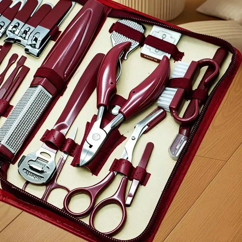 ✨ 42-Piece Stainless Steel Manicure & Pedicure Set | Sharp & Rust-Resistant | Classic Leather Case, Perfect for Thick Toenails, Ideal Gift for Men & Women/BROWN VXN Beauty