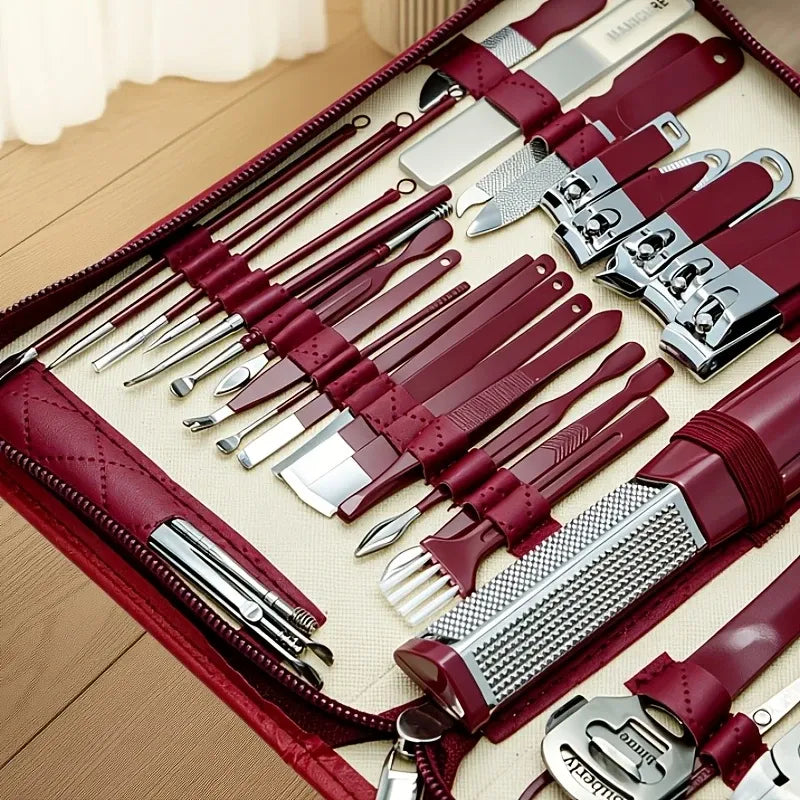 ✨ 42-Piece Stainless Steel Manicure & Pedicure Set | Sharp & Rust-Resistant | Classic Leather Case, Perfect for Thick Toenails, Ideal Gift for Men & Women/BROWN VXN Beauty