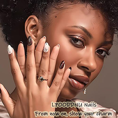 Elegant almond press-on nails for daily occasions, parties, and holiday gatherings (Burgundy) VXN Beauty