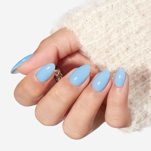 Full Cover Oval Press-On Nails Set: Easy, Trendy For Daily Wear, Parties & Gifting (Light Sky Blue) VXN Beauty