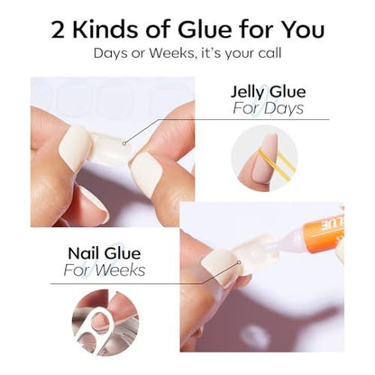 Full Cover Oval Press-On Nails Set: Easy, Trendy For Daily Wear, Parties & Gifting (Light Sky Blue) VXN Beauty