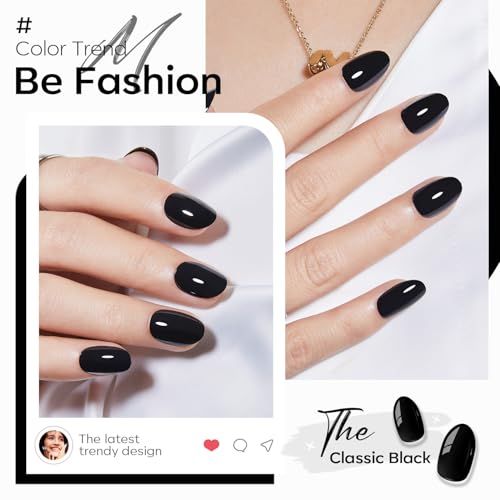 Short Oval Press-On Nails Kit for Easy, At-Home Manicures, Perfect for Gifting (Black) VXN Beauty
