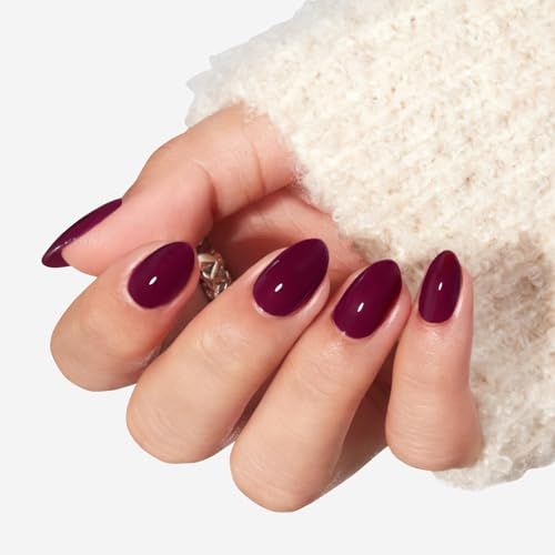 Press-On Nails Kit: Oval Shaped False Nails For DIY Manicure, Self Nail Art At Home, Quick Salon Results (Wine Red) VXN Beauty