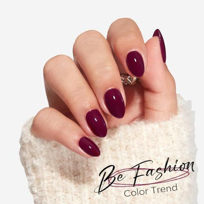 Press-On Nails Kit: Oval Shaped False Nails For DIY Manicure, Self Nail Art At Home, Quick Salon Results (Wine Red) VXN Beauty