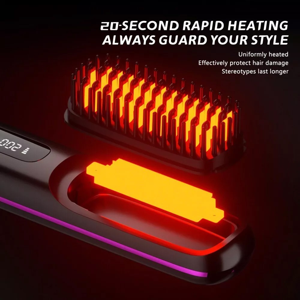White Hair Straightener Brush Travel Mini Rechargeable Hair Styler Fast Heating VXN Beauty