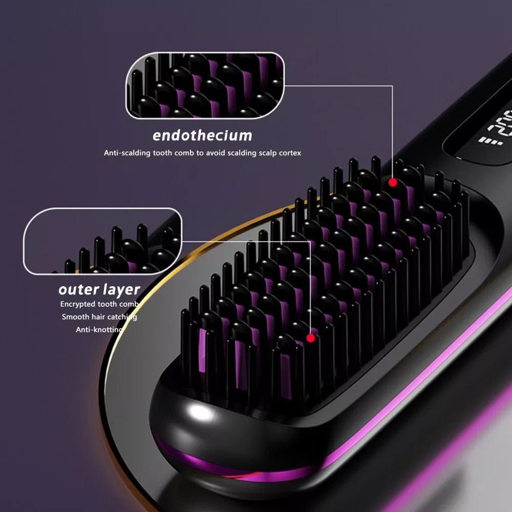 White Hair Straightener Brush Travel Mini Rechargeable Hair Styler Fast Heating VXN Beauty