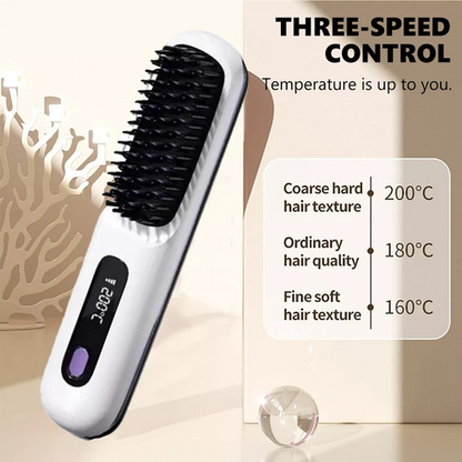White Hair Straightener Brush Travel Mini Rechargeable Hair Styler Fast Heating VXN Beauty