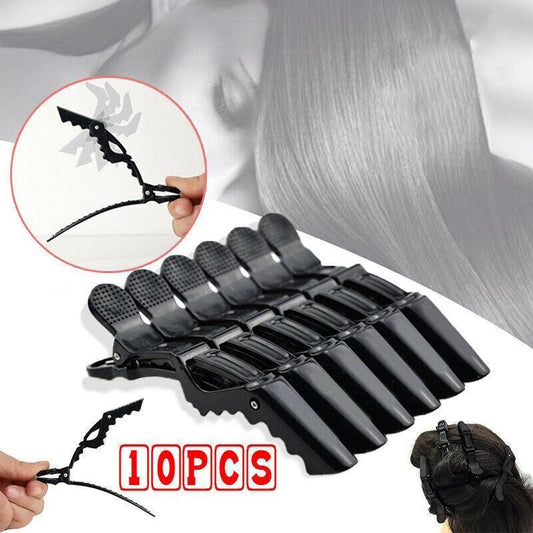 10X Matte Black Crocodile Hair Clips for Salon Hairdressing VXN Beauty