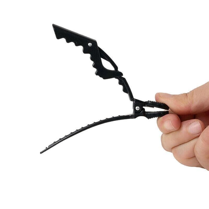 10X Matte Black Crocodile Hair Clips for Salon Hairdressing VXN Beauty
