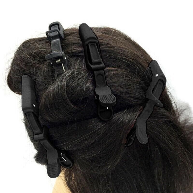 10X Matte Black Crocodile Hair Clips for Salon Hairdressing VXN Beauty