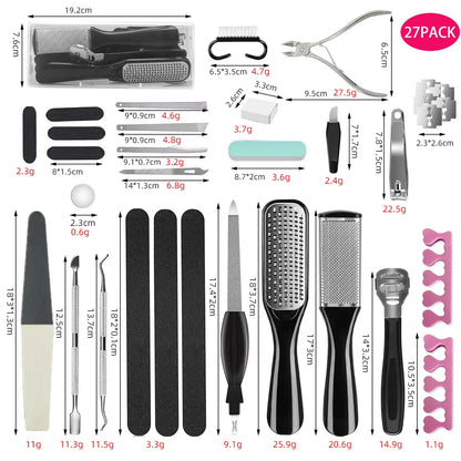27PCS Pedicure Manicure Tool Set with Callus Remover and Nail Care Kit VXN Beauty
