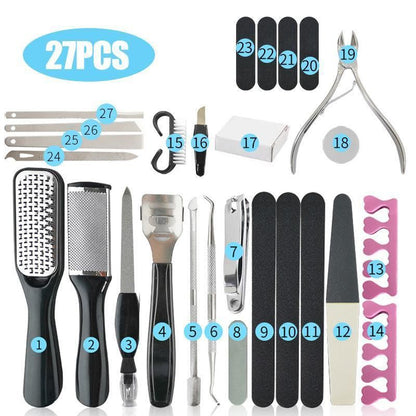 27PCS Pedicure Manicure Tool Set with Callus Remover and Nail Care Kit VXN Beauty