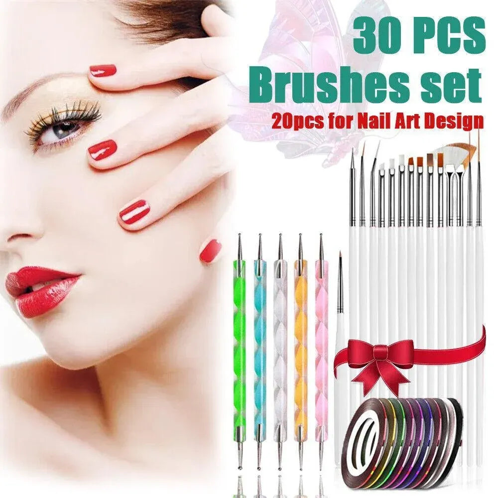 30Pcs Diy Nail Art Painting Drawing Design Brushes Dotting Pen Tool Pen Kit VXN Beauty