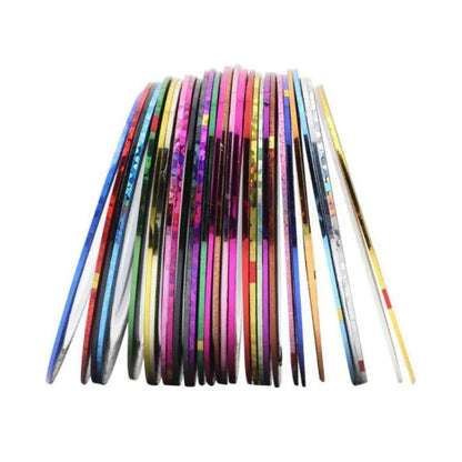 32Pcs Nail Striping Tape Metallic Laser Line Sticker Rolls Manicure Diy Mixed Au VXN Beauty