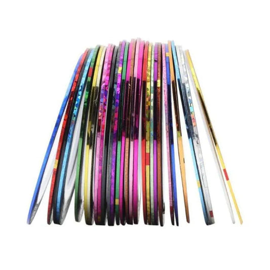 32Pcs Nail Striping Tape Metallic Laser Line Sticker Rolls Manicure Diy Mixed Au VXN Beauty