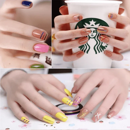32Pcs Nail Striping Tape Metallic Laser Line Sticker Rolls Manicure Diy Mixed Au VXN Beauty
