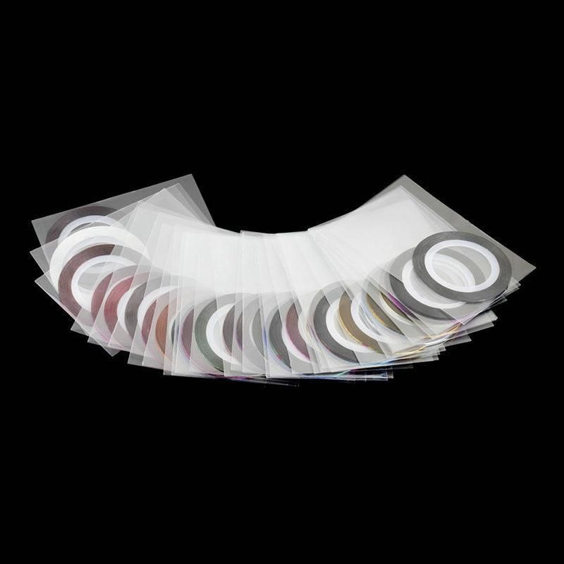 32Pcs Nail Striping Tape Metallic Laser Line Sticker Rolls Manicure Diy Mixed Au VXN Beauty