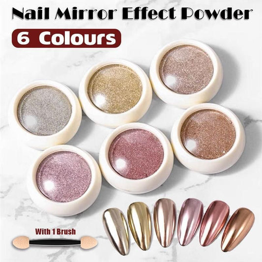 6 Colour Nail Mirror Effect Powder High Pigment Glitter Nail Art Dust Manicure A - 6PCS VXN Beauty