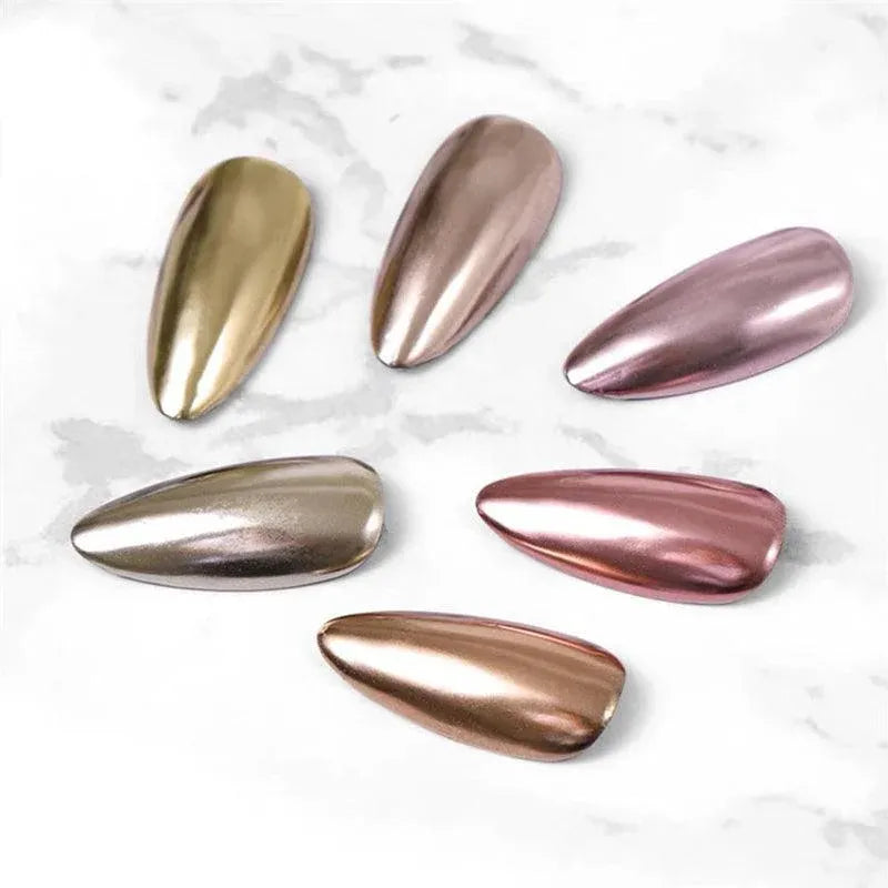 6 Colour Nail Mirror Effect Powder High Pigment Glitter Nail Art Dust Manicure A - 6PCS VXN Beauty