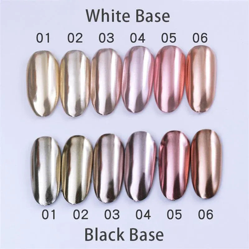 6 Colour Nail Mirror Effect Powder High Pigment Glitter Nail Art Dust Manicure A - 6PCS VXN Beauty