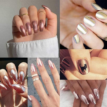 6 Colour Nail Mirror Effect Powder High Pigment Glitter Nail Art Dust Manicure A - 6PCS VXN Beauty