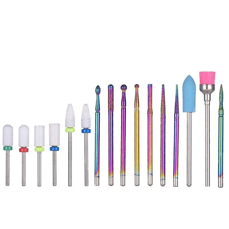 16pcs Ceramic and Tungsten Nail Drill Bit Set for Gel Polish Acrylic Removal VXN Beauty