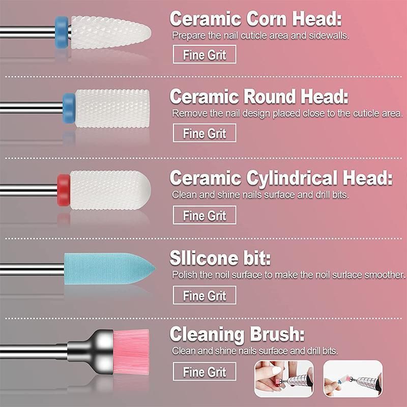 16pcs Ceramic and Tungsten Nail Drill Bit Set for Gel Polish Acrylic Removal VXN Beauty