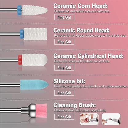 16pcs Ceramic and Tungsten Nail Drill Bit Set for Gel Polish Acrylic Removal VXN Beauty