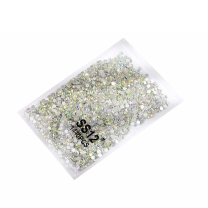 1440Pcs Glitter Rhinestones Crystal Flat Clear Bottom Glass Nail Art Nail Drill - Clear Crystal-SS12 VXN Beauty