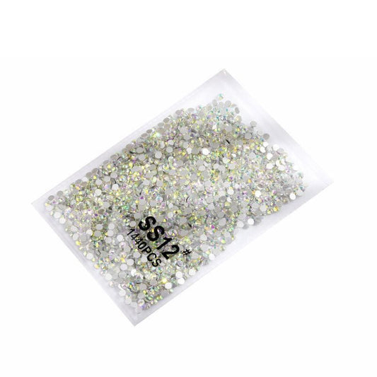 1440Pcs Glitter Rhinestones Crystal Flat Clear Bottom Glass Nail Art Nail Drill - Clear Crystal-SS12 VXN Beauty