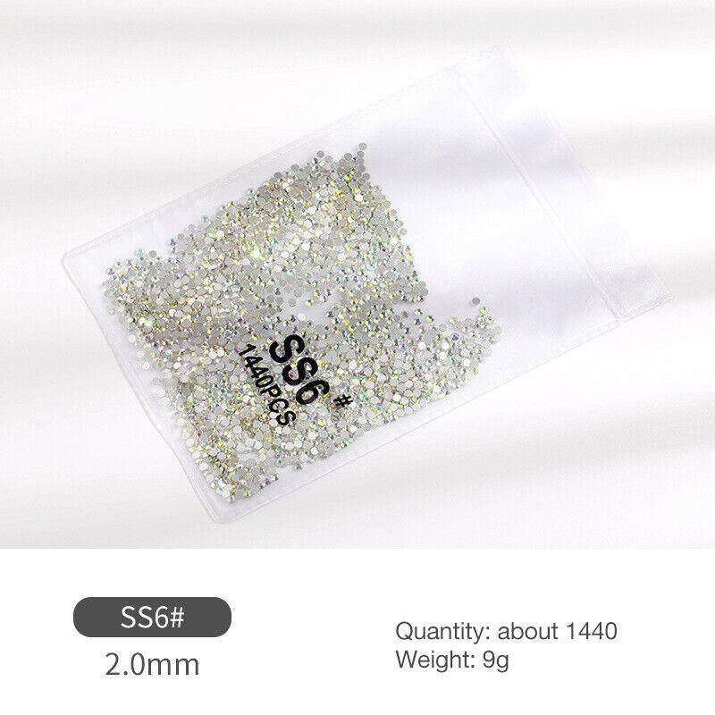 1440Pcs Glitter Rhinestones Crystal Flat Clear Bottom Glass Nail Art Nail Drill - Clear Crystal SS3 VXN Beauty