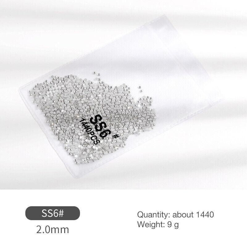 1440Pcs Glitter Rhinestones Crystal Flat Clear Bottom Glass Nail Art Nail Drill - Clear Crystal SS3 VXN Beauty