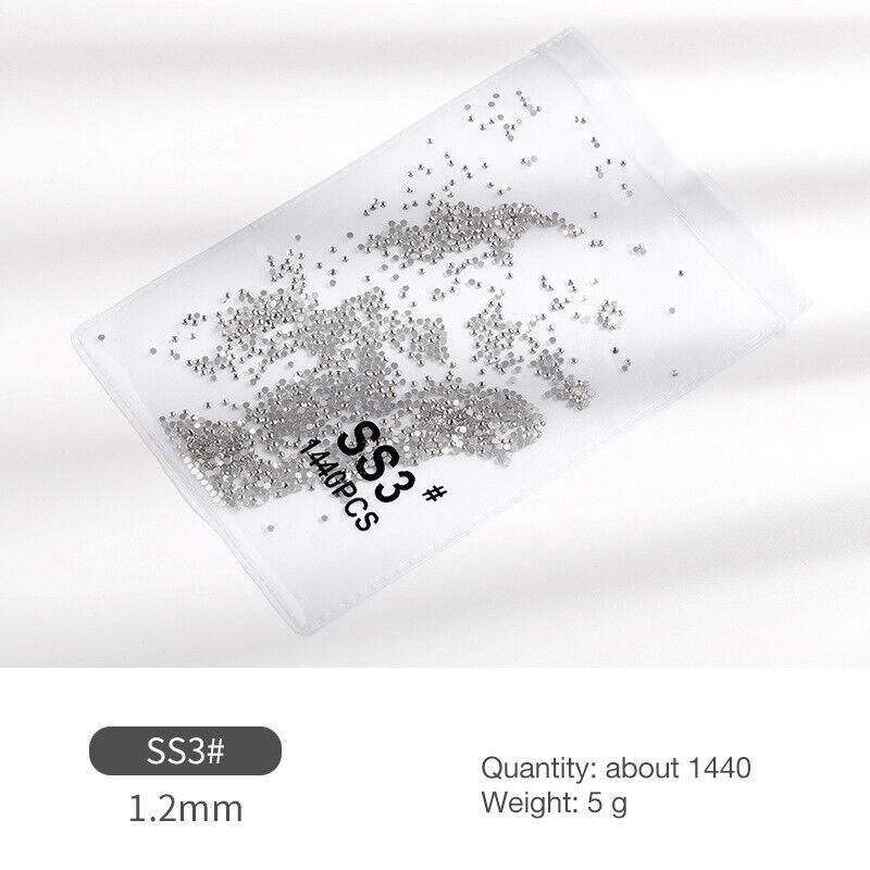 1440Pcs Glitter Rhinestones Crystal Flat Clear Bottom Glass Nail Art Nail Drill - Clear Crystal SS3 VXN Beauty