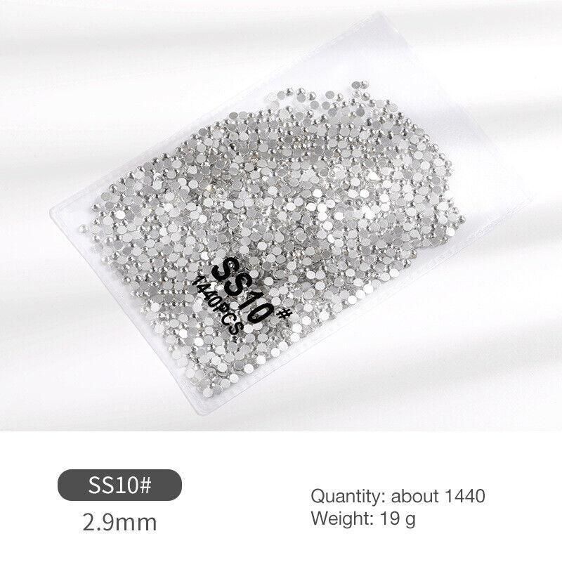 1440Pcs Glitter Rhinestones Crystal Flat Clear Bottom Glass Nail Art Nail Drill - Clear Crystal SS3 VXN Beauty