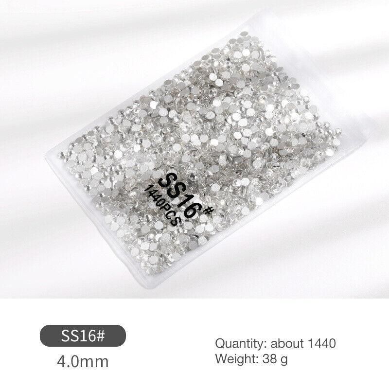 1440Pcs Glitter Rhinestones Crystal Flat Clear Bottom Glass Nail Art Nail Drill - Clear Crystal SS3 VXN Beauty