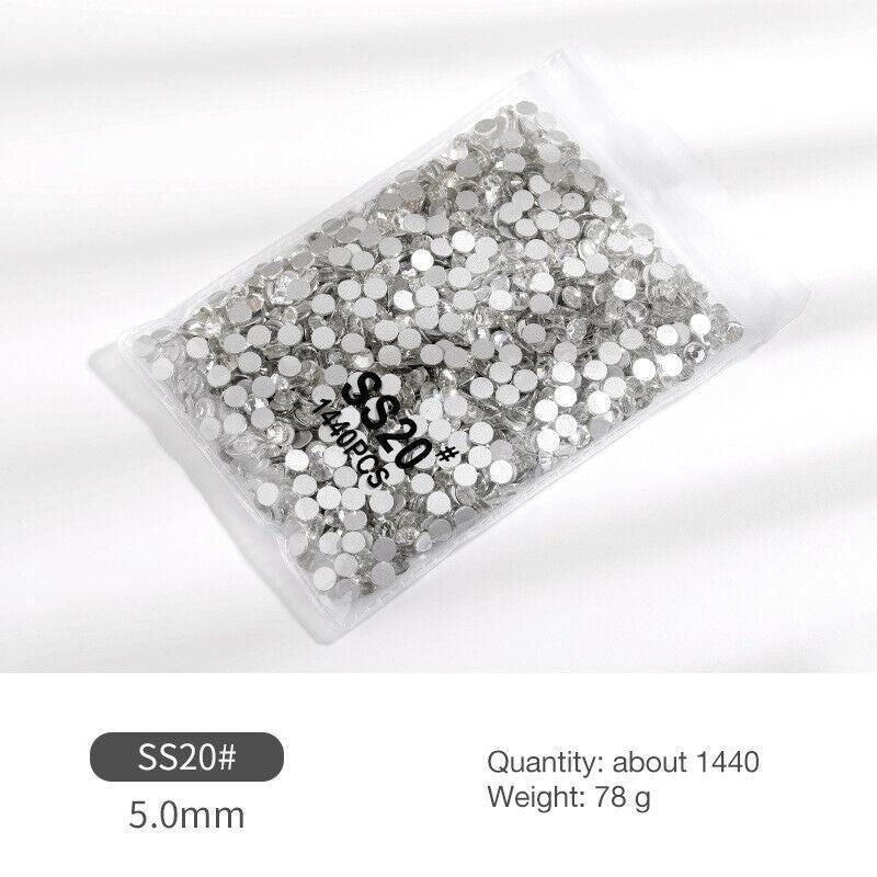 1440Pcs Glitter Rhinestones Crystal Flat Clear Bottom Glass Nail Art Nail Drill - Clear Crystal SS5 VXN Beauty
