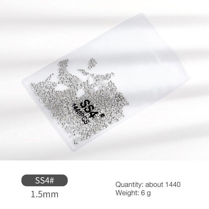1440Pcs Glitter Rhinestones Crystal Flat Clear Bottom Glass Nail Art Nail Drill - Clear Crystal SS5 VXN Beauty