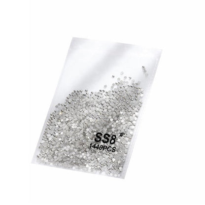 1440Pcs Glitter Rhinestones Crystal Flat Clear Bottom Glass Nail Art Nail Drill - Clear Crystal SS8 VXN Beauty