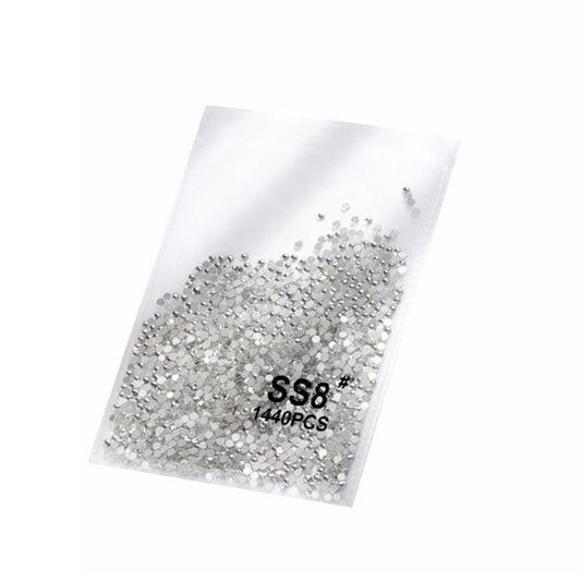 1440Pcs Glitter Rhinestones Crystal Flat Clear Bottom Glass Nail Art Nail Drill - Clear Crystal SS8 VXN Beauty
