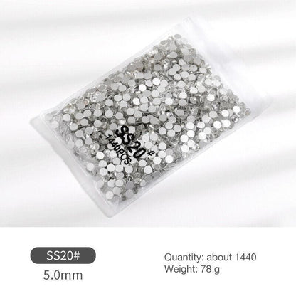 1440Pcs Glitter Rhinestones Crystal Flat Clear Bottom Glass Nail Art Nail Drill - Clear Crystal SS8 VXN Beauty