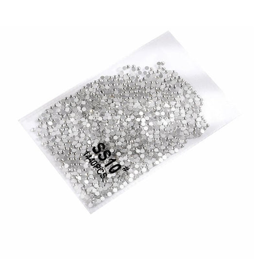 1440Pcs Glitter Rhinestones Crystal Flat Clear Bottom Glass Nail Art Nail Drill - Clear Crystal SS10 VXN Beauty