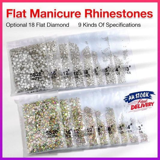 1440Pcs Glitter Rhinestones Crystal Flat Clear Bottom Glass Nail Art Nail Drill - Clear Crystal SS16 VXN Beauty