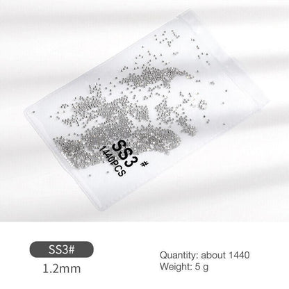 1440Pcs Glitter Rhinestones Crystal Flat Clear Bottom Glass Nail Art Nail Drill - Clear Crystal SS16 VXN Beauty