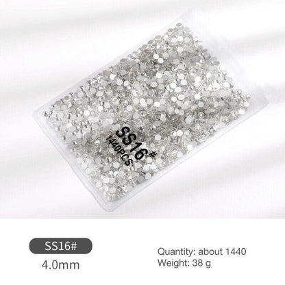 1440Pcs Glitter Rhinestones Crystal Flat Clear Bottom Glass Nail Art Nail Drill - Clear Crystal SS16 VXN Beauty